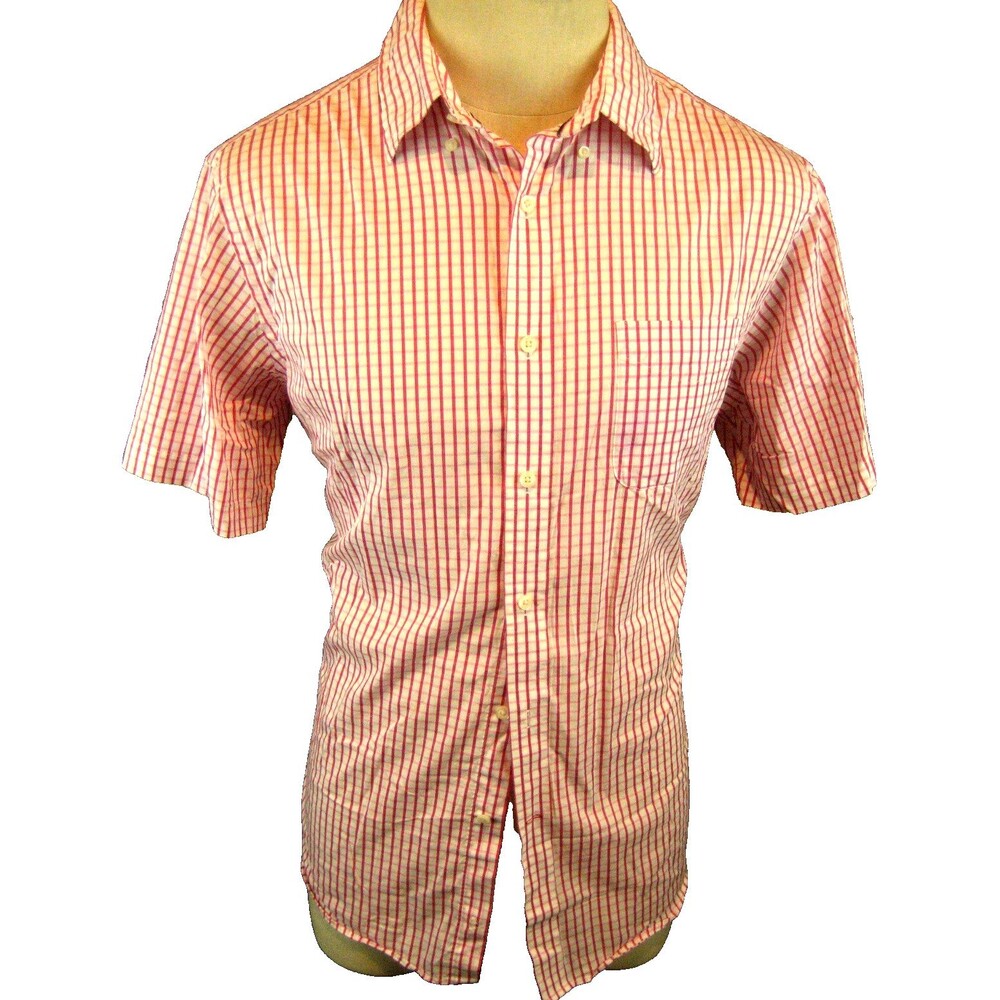 Womens Cremieux Red Plaid Cotton SS Casual Shirt sz Lg
